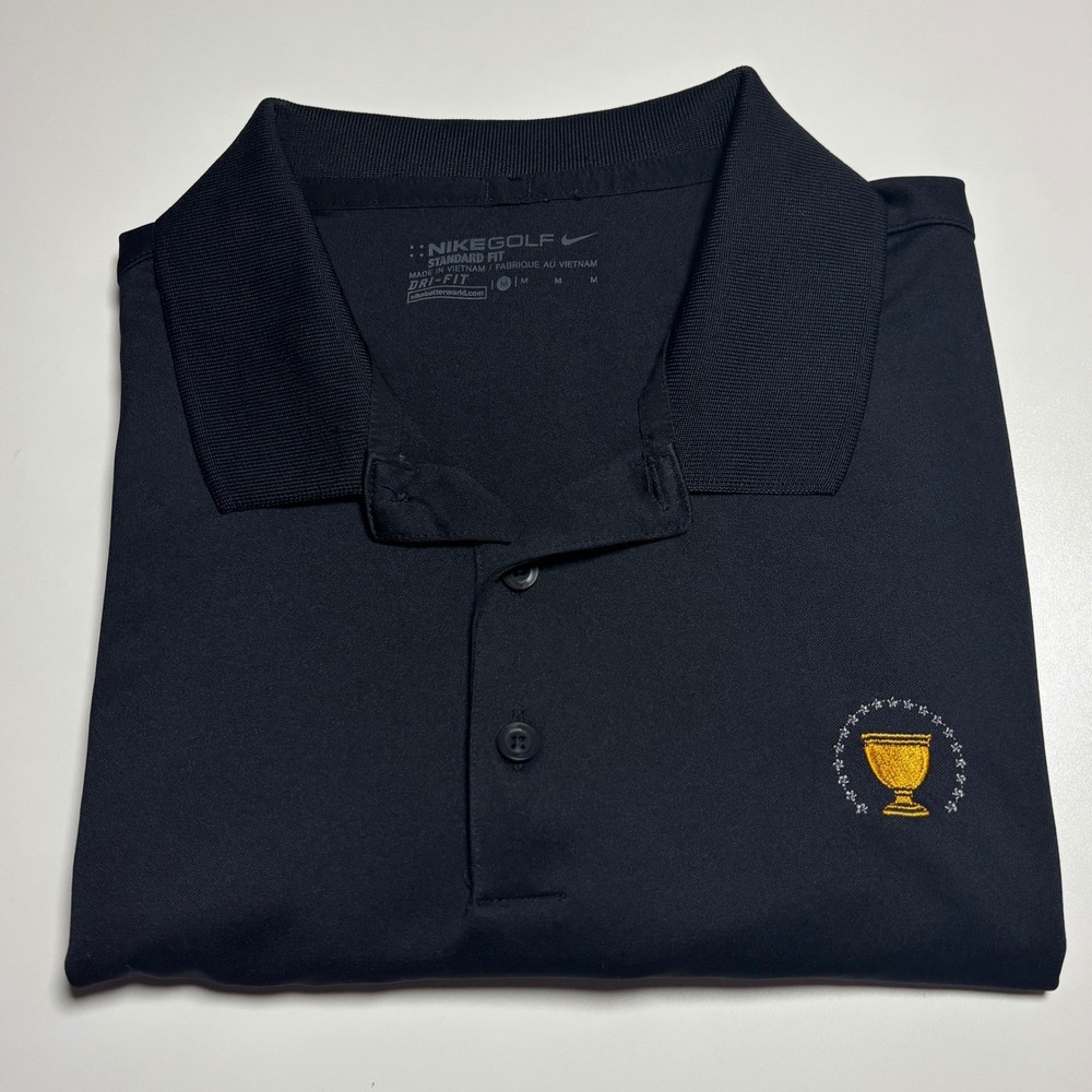 Nike Golf Presidents Cup Polo Shirt Mens Medium Standard Fit Black Dri-FIT - Picture 2 of 8